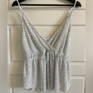Pleated Polka Dot Wrap Tank Abercrombie & Fitch Size L